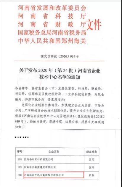 喜报 | 河南米兰(中国)乳业集团企业技术中心被认定为 河南省企业技术中心 喜报 | 河南米兰(中国)乳业集团企业技术中心被认定为 河南省企业技术中心